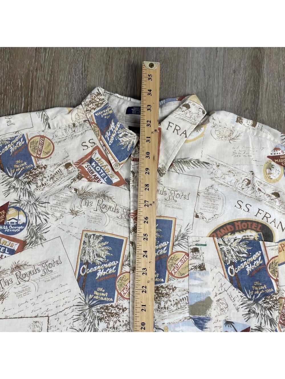 VTG. Tommy Hilfiger Linen Blend AOP Button Up Shirt Men's XL Summer Cruise Wear - Picture 5 of 9
